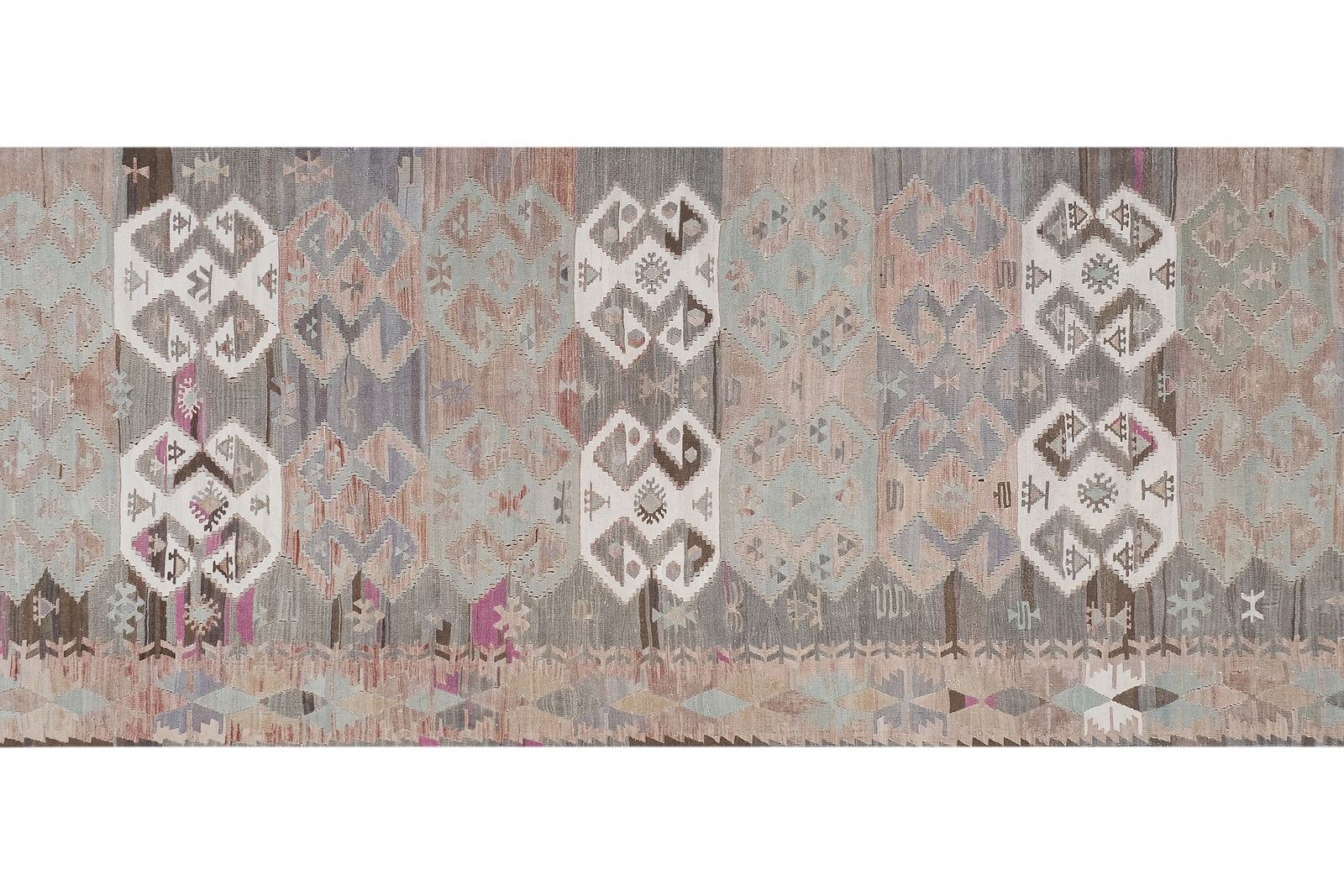 1960s Turkish Pastel Foyer Kilim Runner 4'8'' X 13'9'' photo furniture
