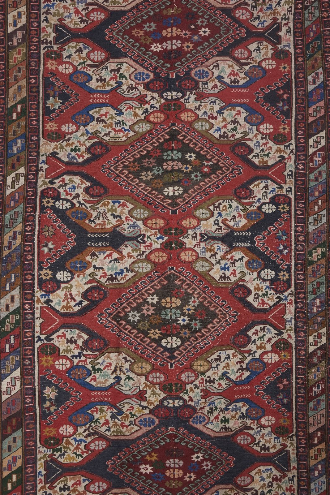 photo furniture 1960s Animal Patterned Soumac Rug 3'10'' X 6'5''