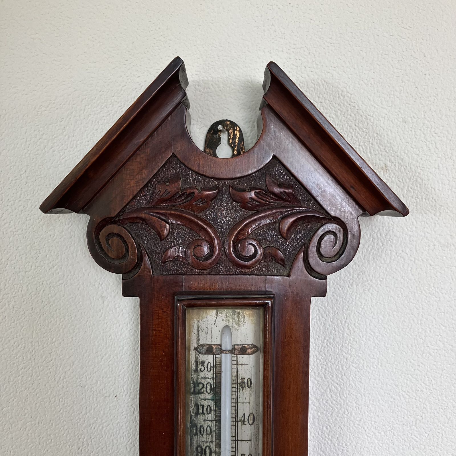 Beautiful Edwardian Carved Banjo Aneroid Barometer With Thermometer By James Lucking & Co photo for sale