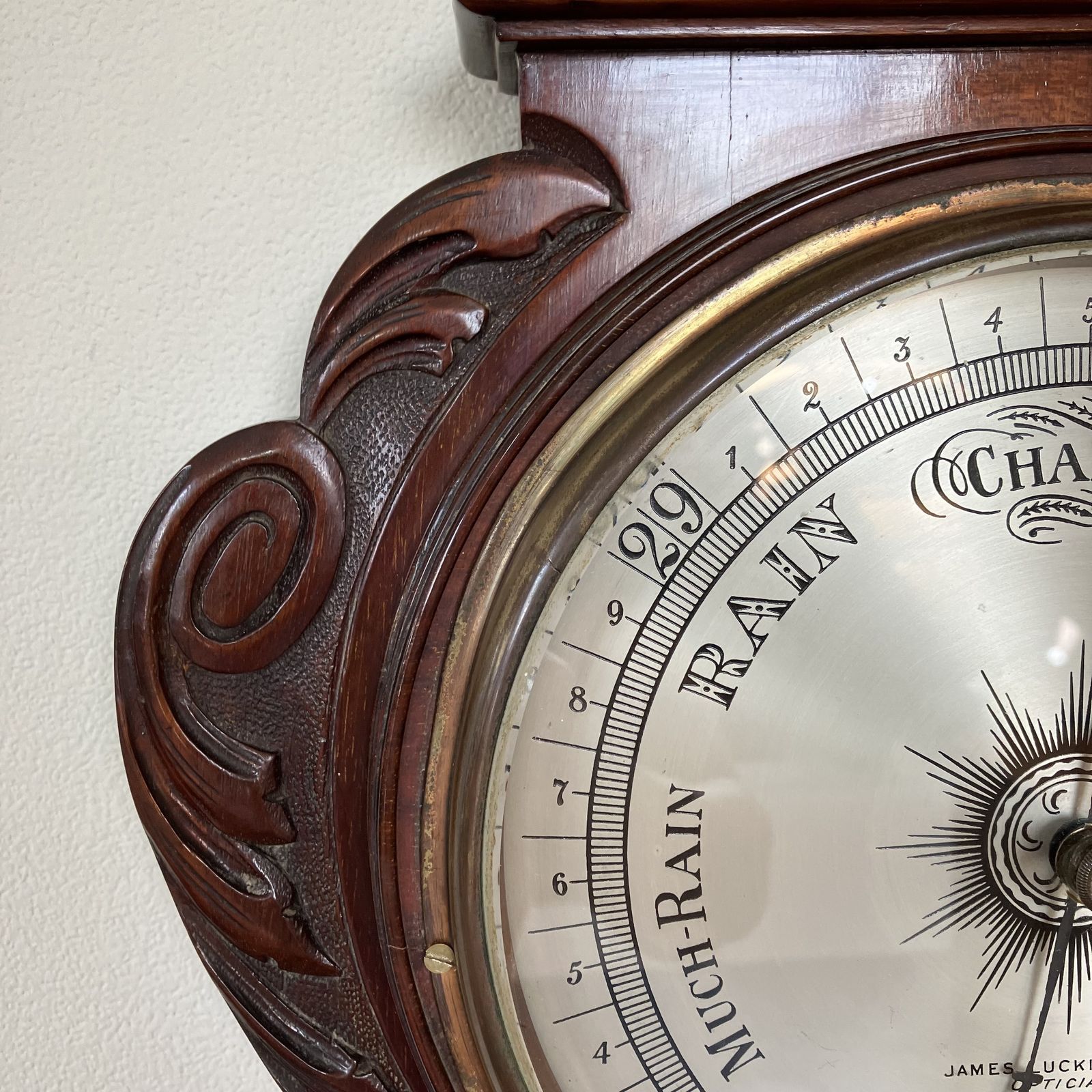photo furniture Beautiful Edwardian Carved Banjo Aneroid Barometer With Thermometer By James Lucking & Co