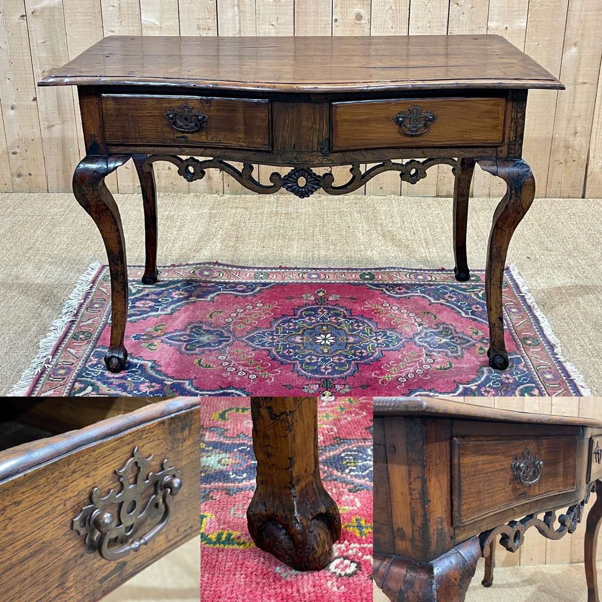 Rustic English Console From The 18th Century In Chestnut And Cherry