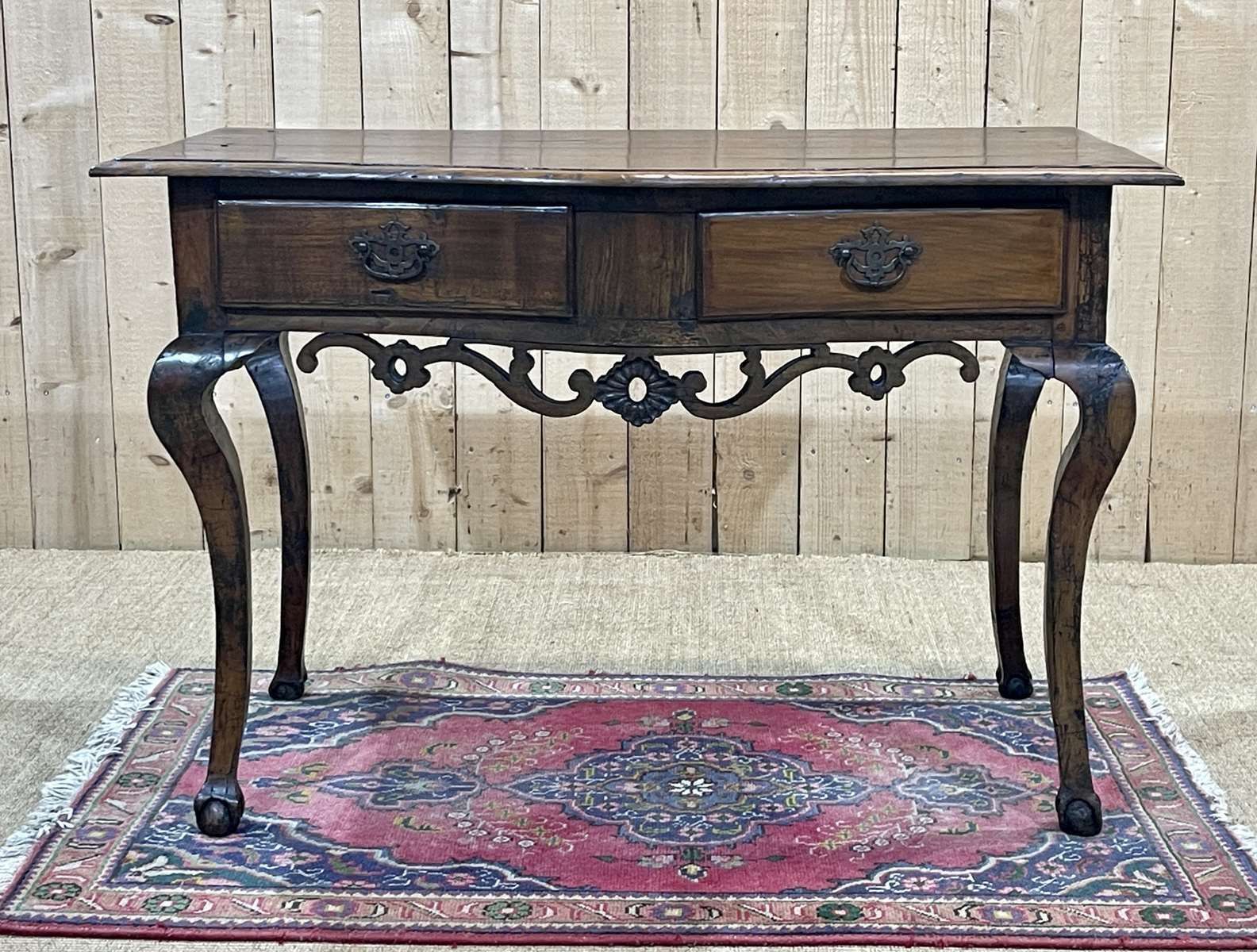 Rustic English Console From The 18th Century In Chestnut And Cherry photo vinterior
