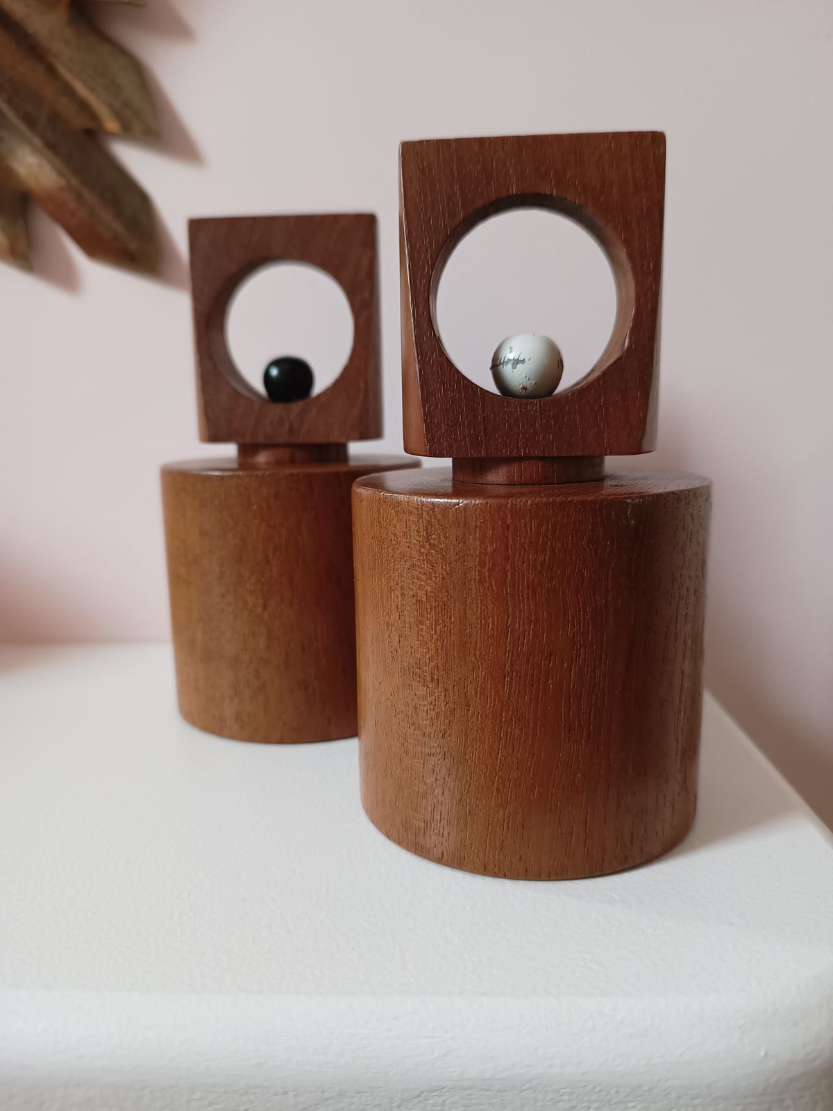 Pair Danish C1950 Jens Quistgaard Dansk Or Laurids Lonborg Teak Condiments Peppermill Saltmill Nissen photo vintage