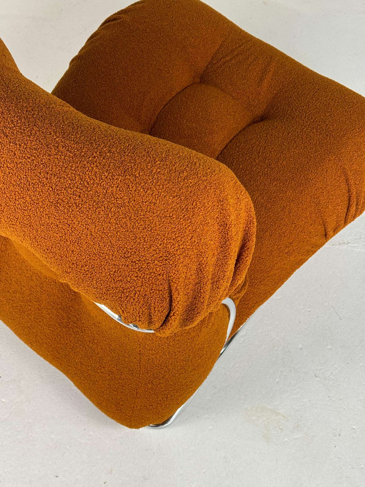 ” Corolla” Italian Mid Century Lounge Chair By I.P.E In Bouclé photo buy