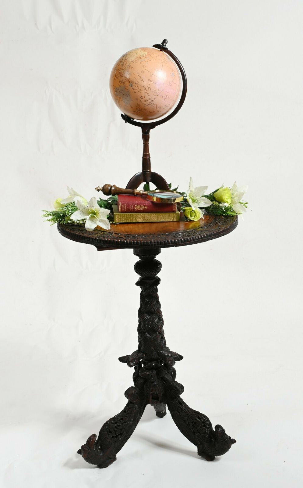 Carved Burmese Side Table Myanmar Burma Furniture 1840 photo furniture