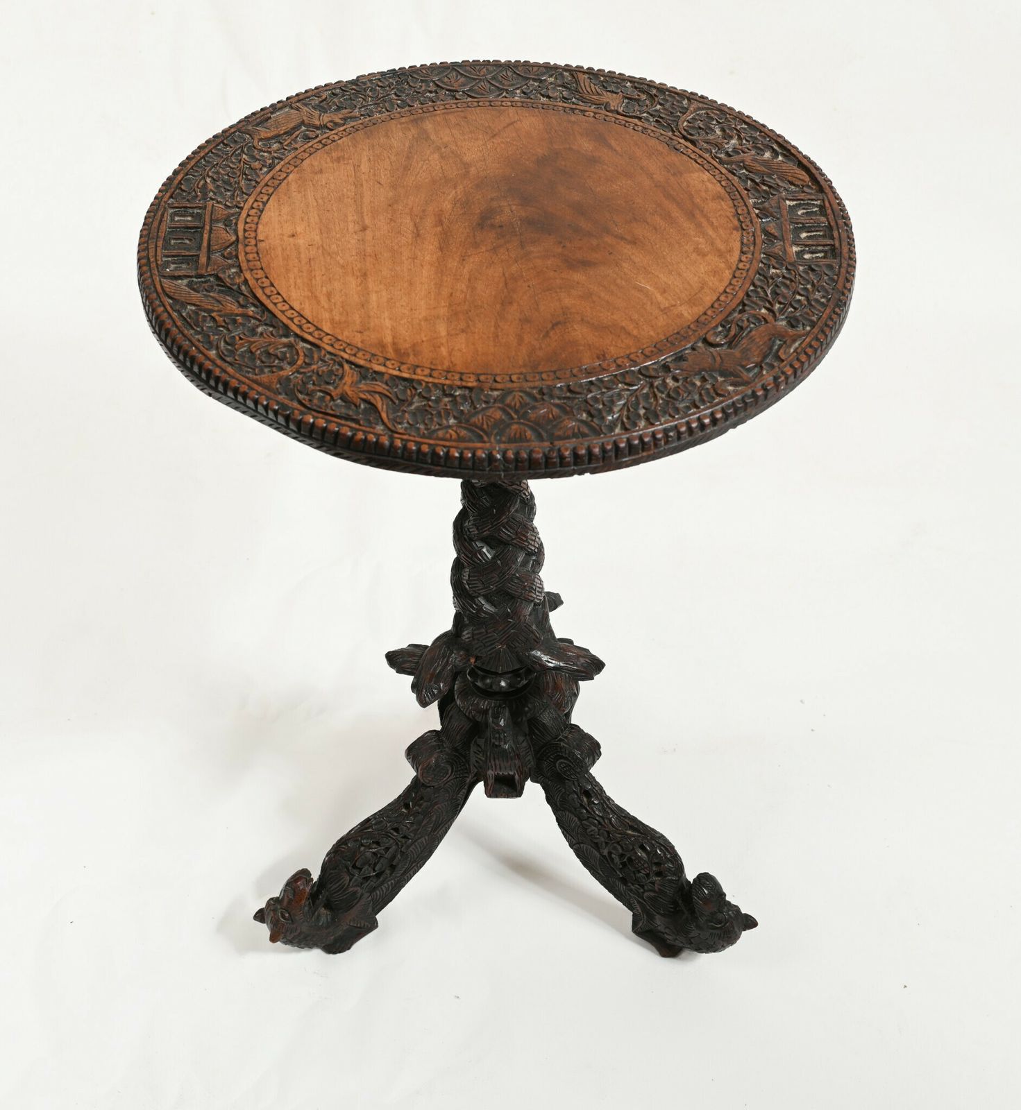 Carved Burmese Side Table Myanmar Burma Furniture 1840 photo Furniture