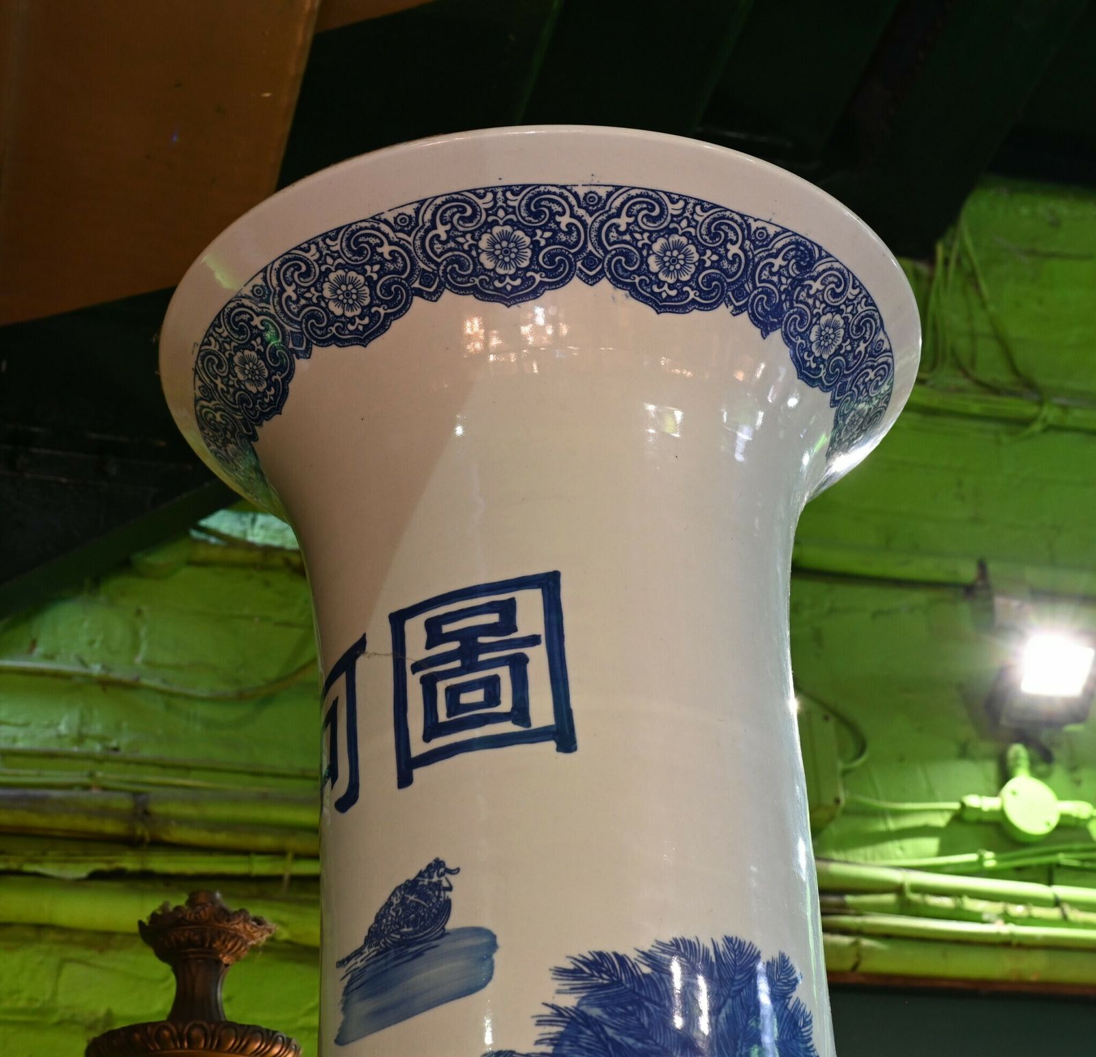 Pair Giant Blue And White Chinese Porcelain Urns Nanking Temple Jars 3 Metres photo 12750.0