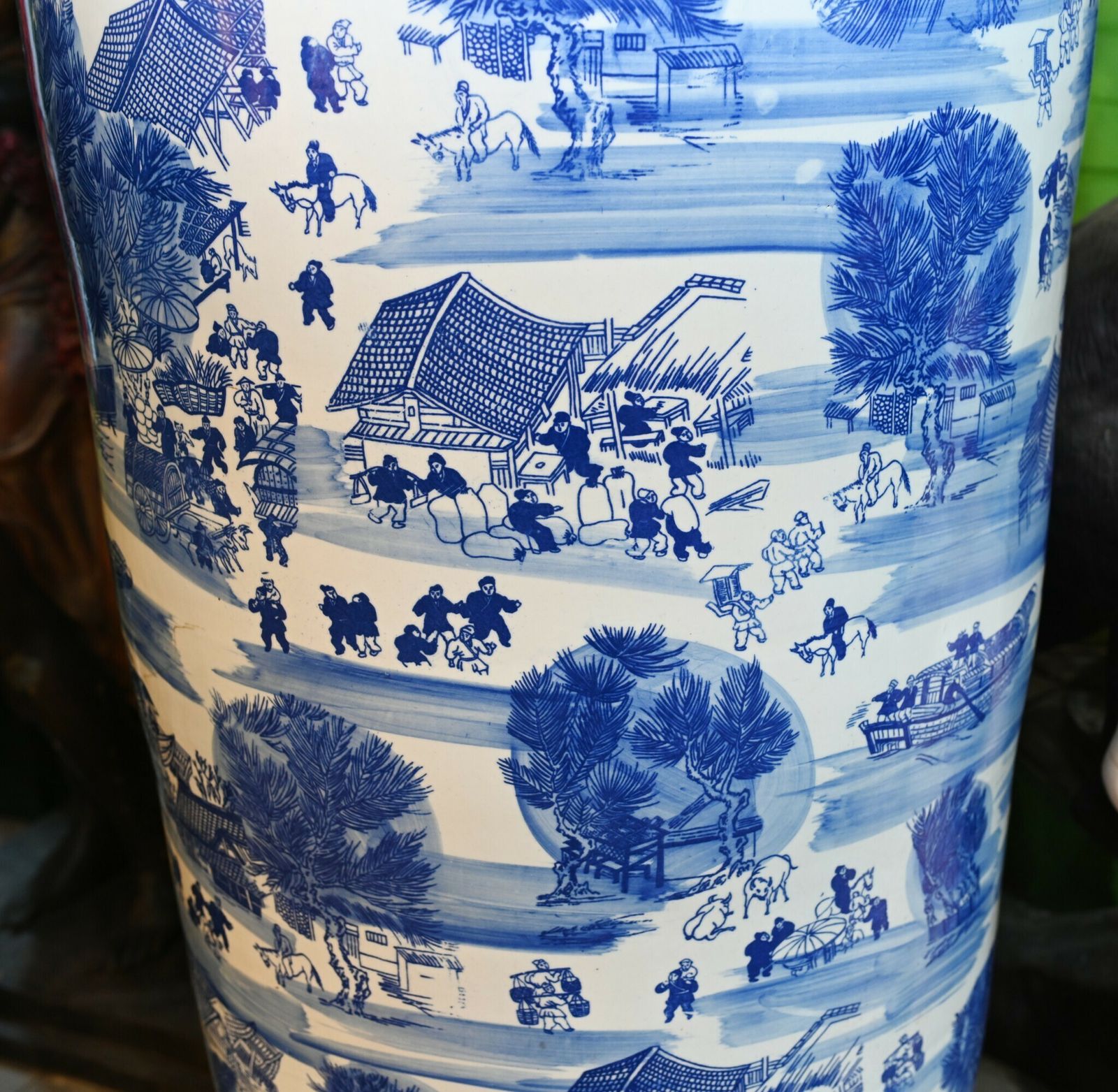 Pair Giant Blue And White Chinese Porcelain Urns Nanking Temple Jars 3 Metres photo buy