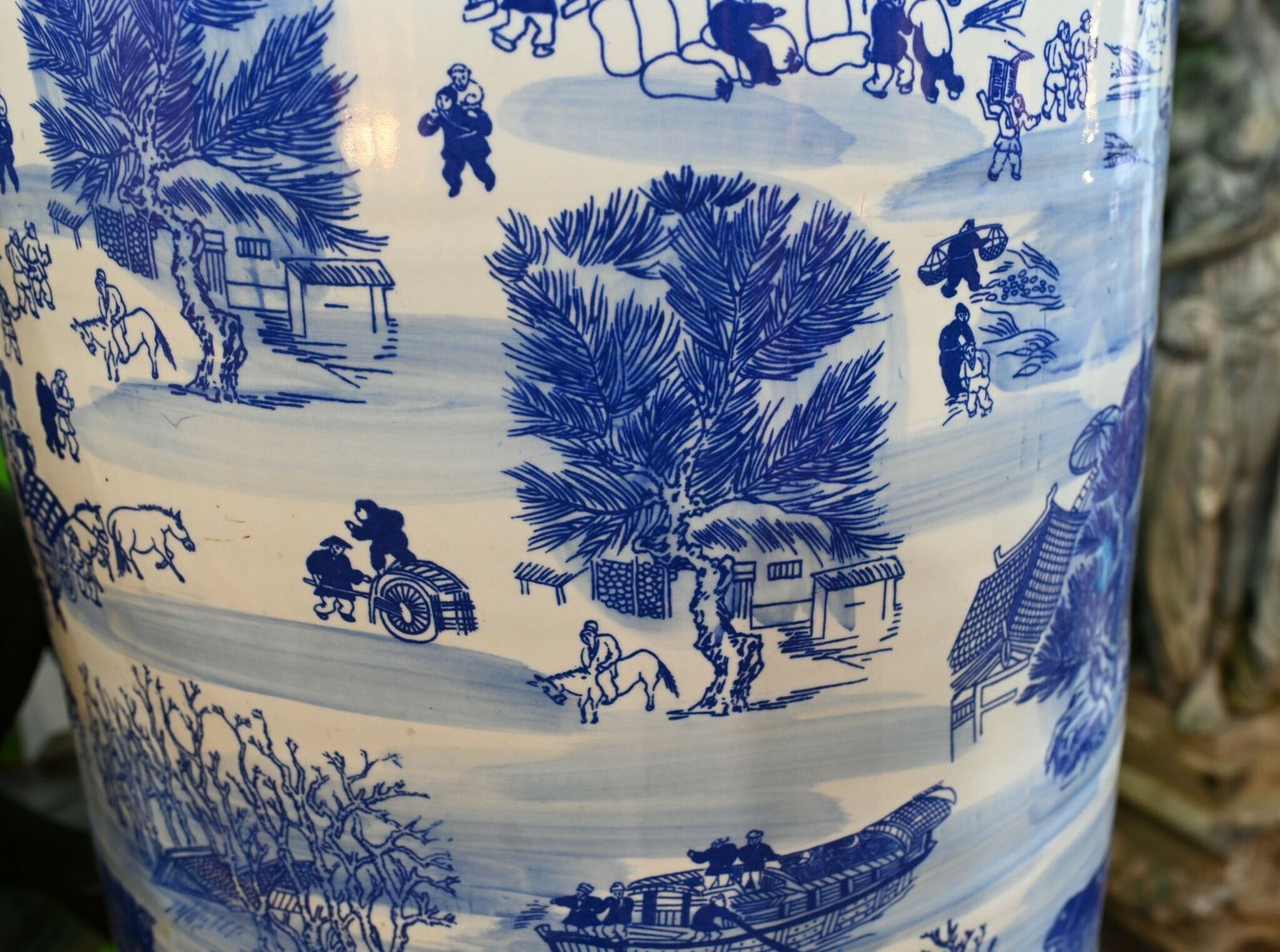 12750.0 Pair Giant Blue And White Chinese Porcelain Urns Nanking Temple Jars 3 Metres photo