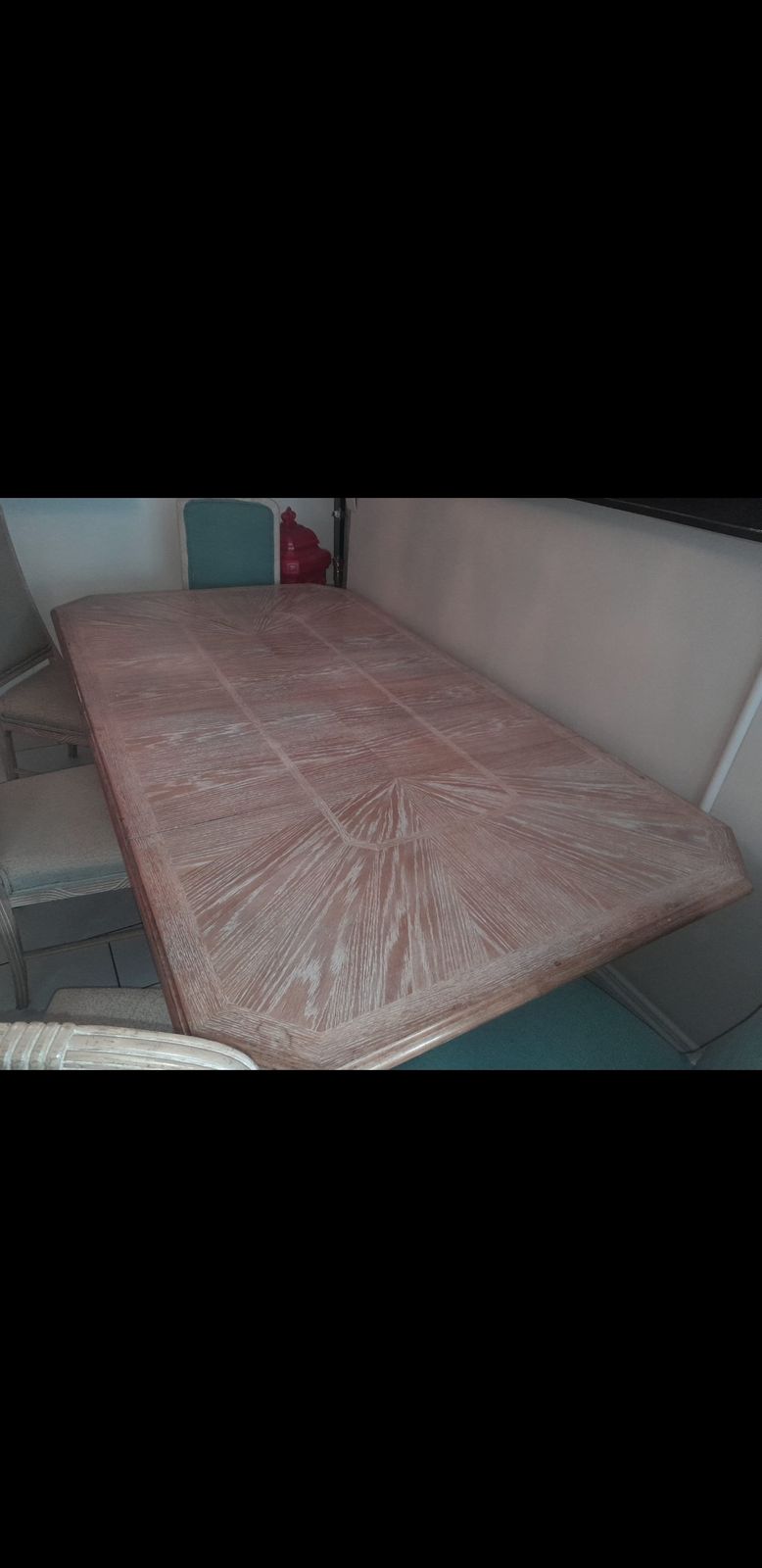 Mid Century Oak Ped Base Dining Table W/ Brass Trim Sgnd Jean Claude Mahey photo Furniture