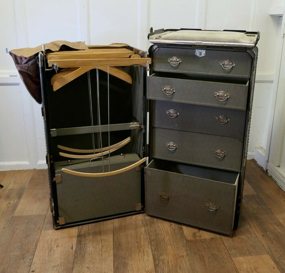 Art Deco Steamer Trunk Or Cabin Wardrobe By Hartman Luggage Co.