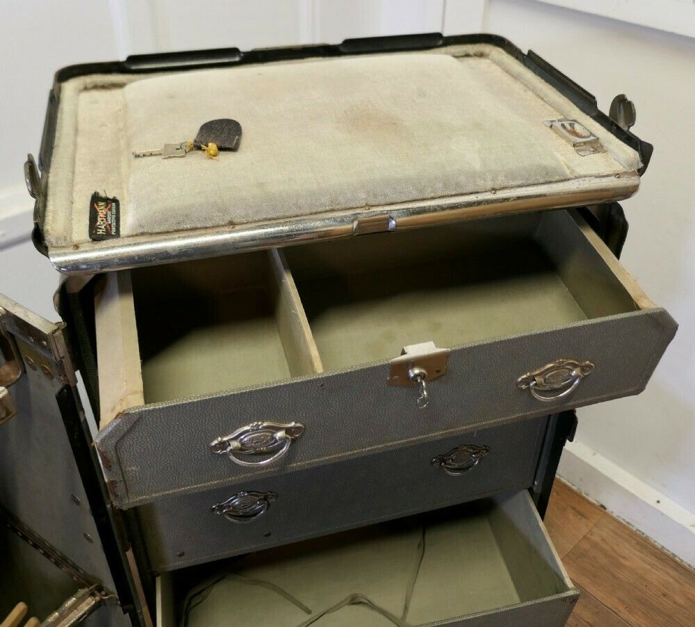 Furniture Art Deco Steamer Trunk Or Cabin Wardrobe By Hartman Luggage Co. photo