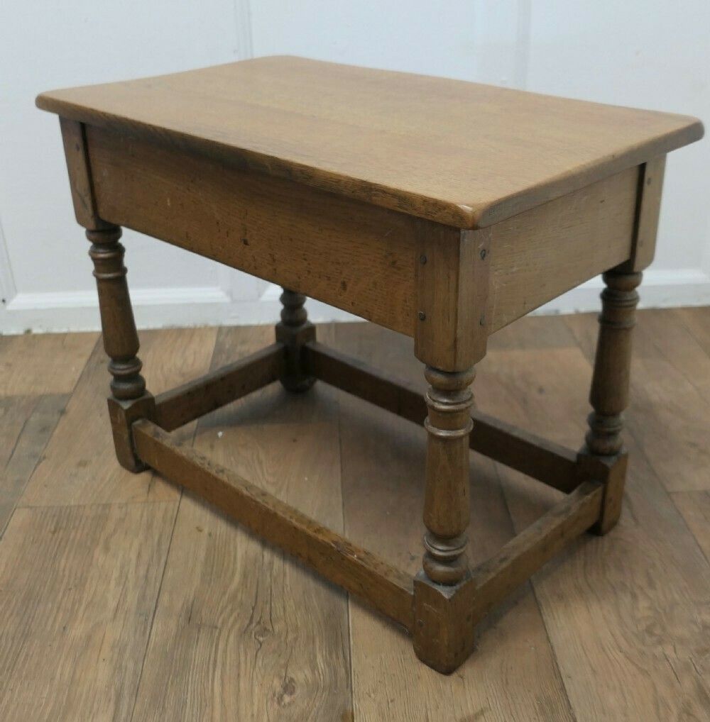 Arts And Crafts Oak Joint Stool, Occasional Table With Drawer photo buy