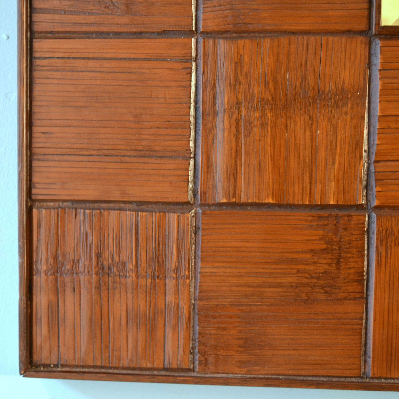 Pair Of Square Mirrors Carved Wood Relief, 1960's, Italy photo buy