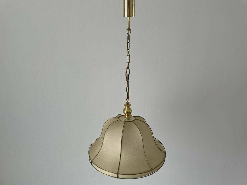 Unusual Design Cocoon Pendant Lamp With Gold Metal Shade Frame, 1960s, Germany photo 2773.0