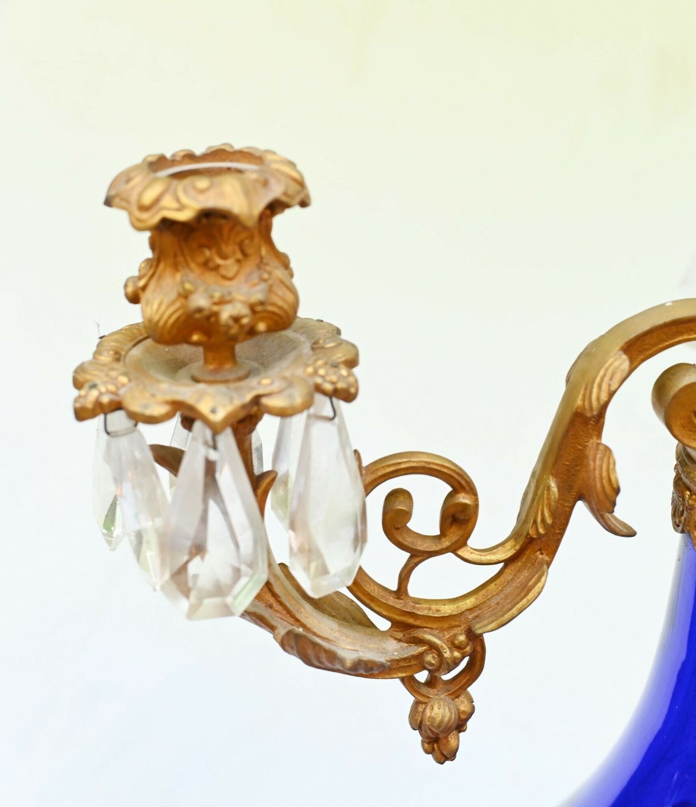 Pair French Glass Candelabras Gilt Mounts Empire 1870 photo 2750.0