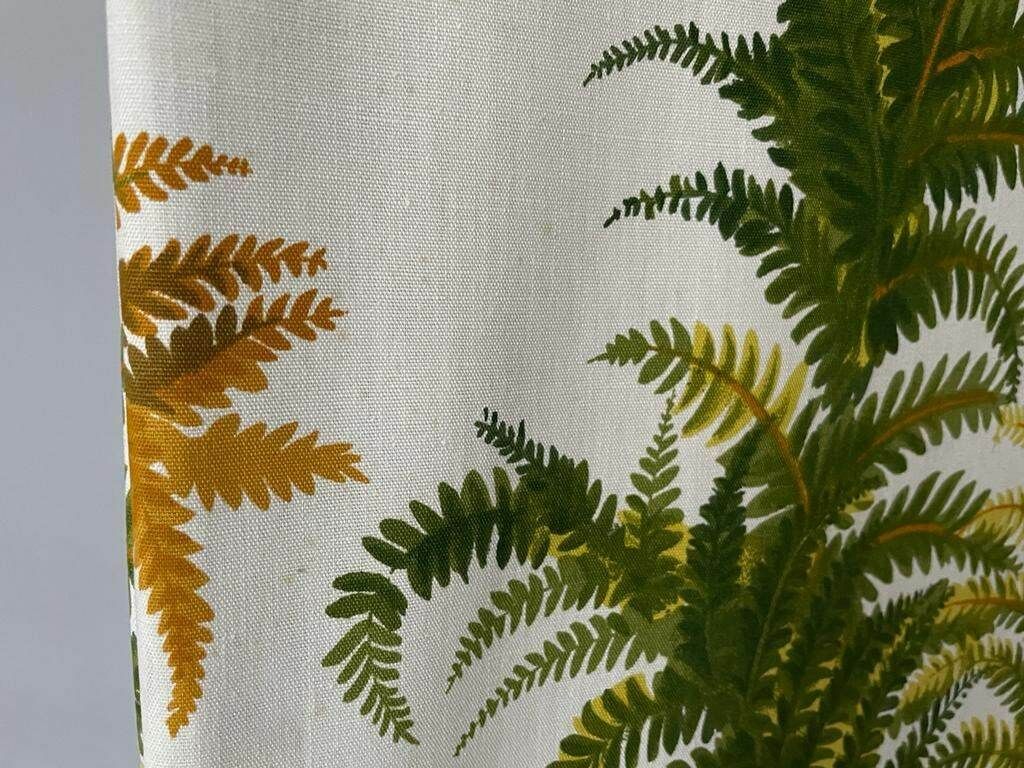 photo for sale Forest Flower Theme Fabric Shade Italian Floor Lamp With Signed Wood Base, 1950s, Italy