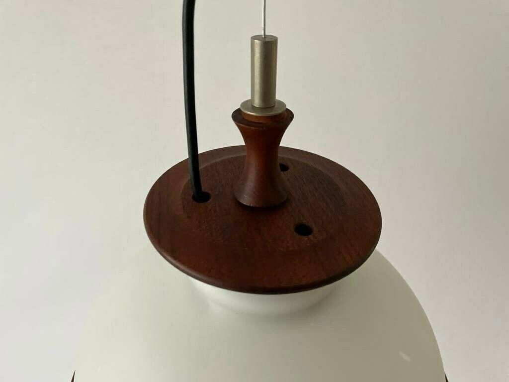 photo for sale Opal Glass Ceiling Lamp By Reggiani Illuminazione With Teak Details, 1960s, Italy