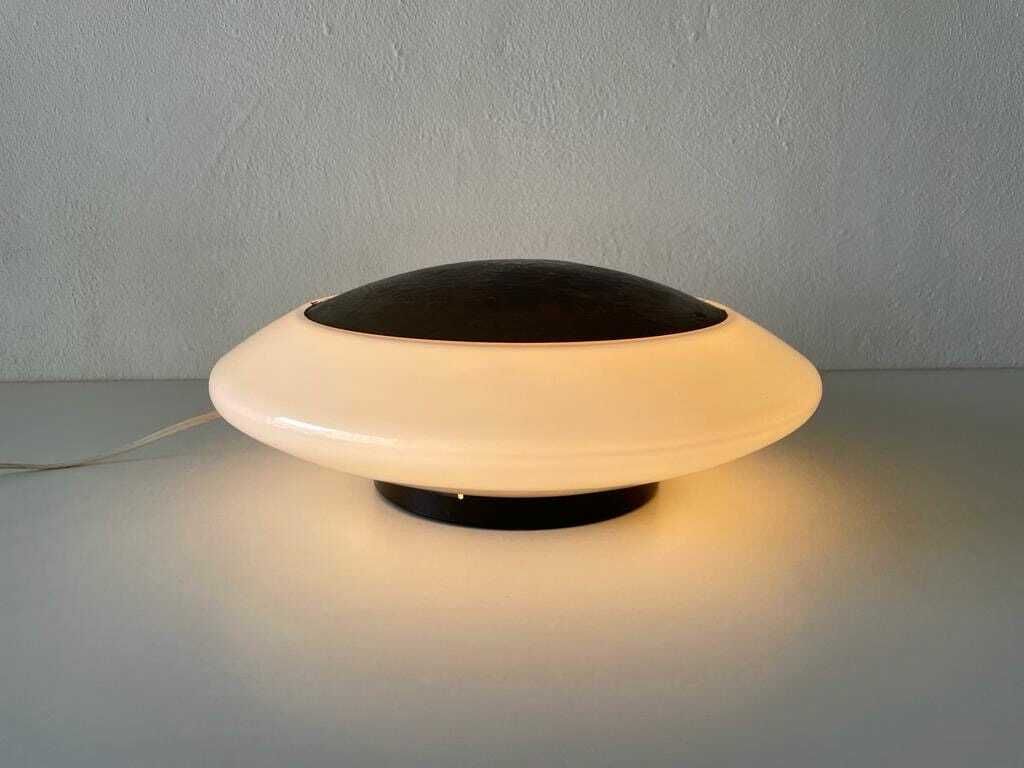 Mushroom White Glass Flush Mount Ceiling Or Wall Lamp With Copper Paint Detail By Peill Putzler, 1960s, Germany photo furniture