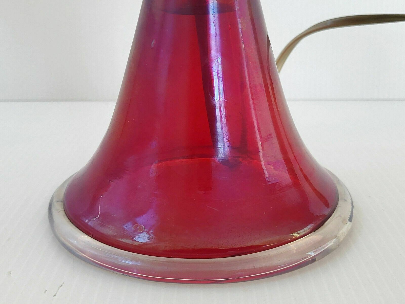 Vintage Italian Table Lamp 1950 In Red Murano Glass 50s 1950s Retro photo furniture