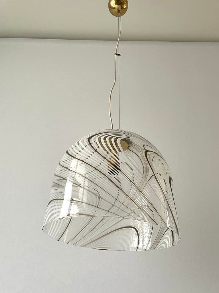 Swirl Design Murano Glass Pendant Lamp, 1970s, Italy photo Lighting