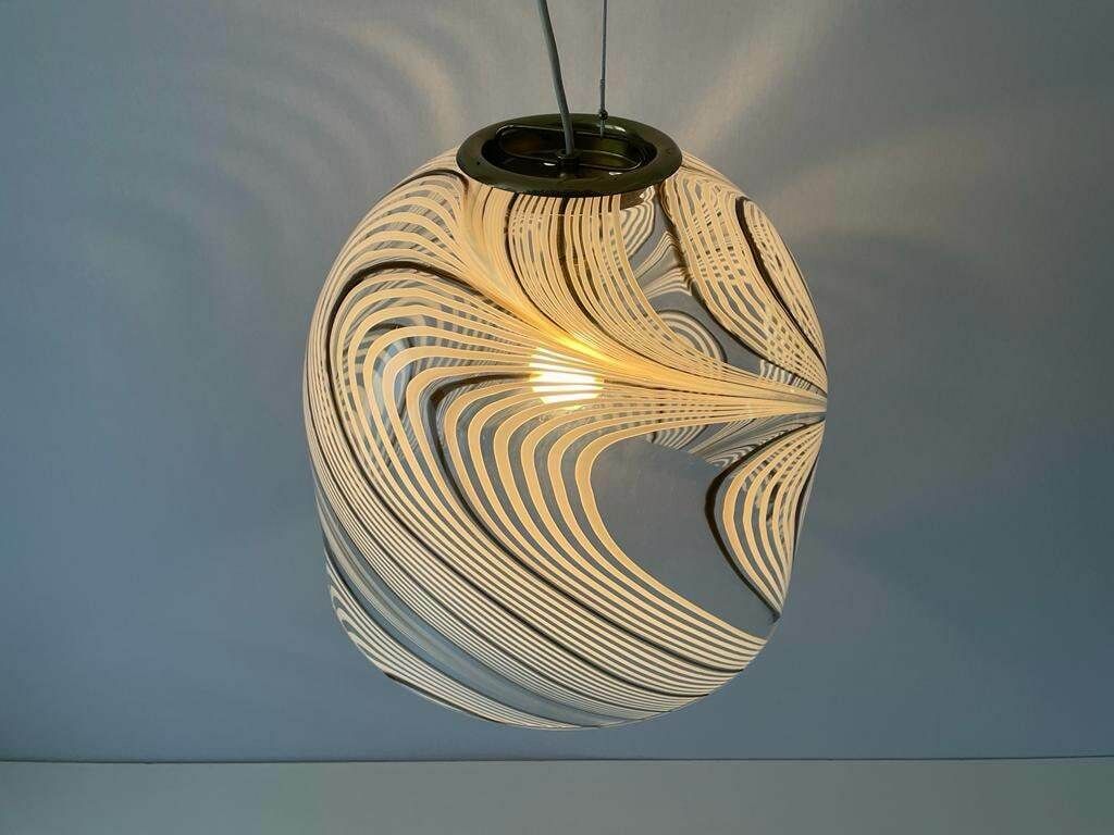 Swirl Design Murano Glass Pendant Lamp, 1970s, Italy photo vinterior
