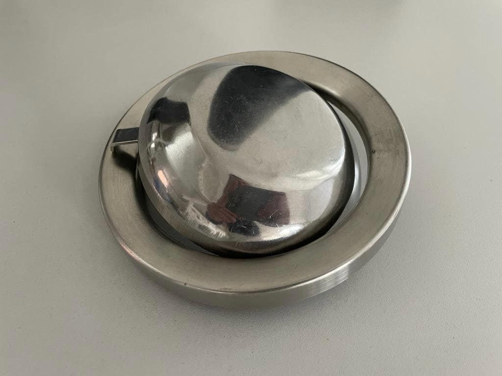 Mid Century Modern Italian Design Set Of 2 Chrome Top Ashtrays photo vintage