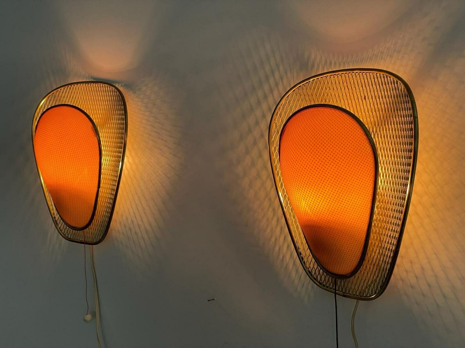 Beautiful Pink Plastic And Gold Metal Pair Of Sconces By Erco, 1950s, Germany photo furniture