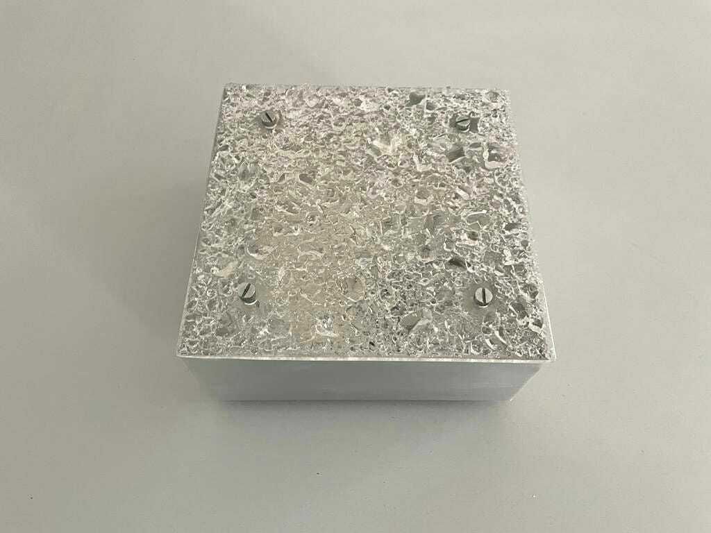 Crystal Glass And Metalic Grey Body Square Design Small Flush Mount Ceiling Lamp, 1960s, Germany photo for sale