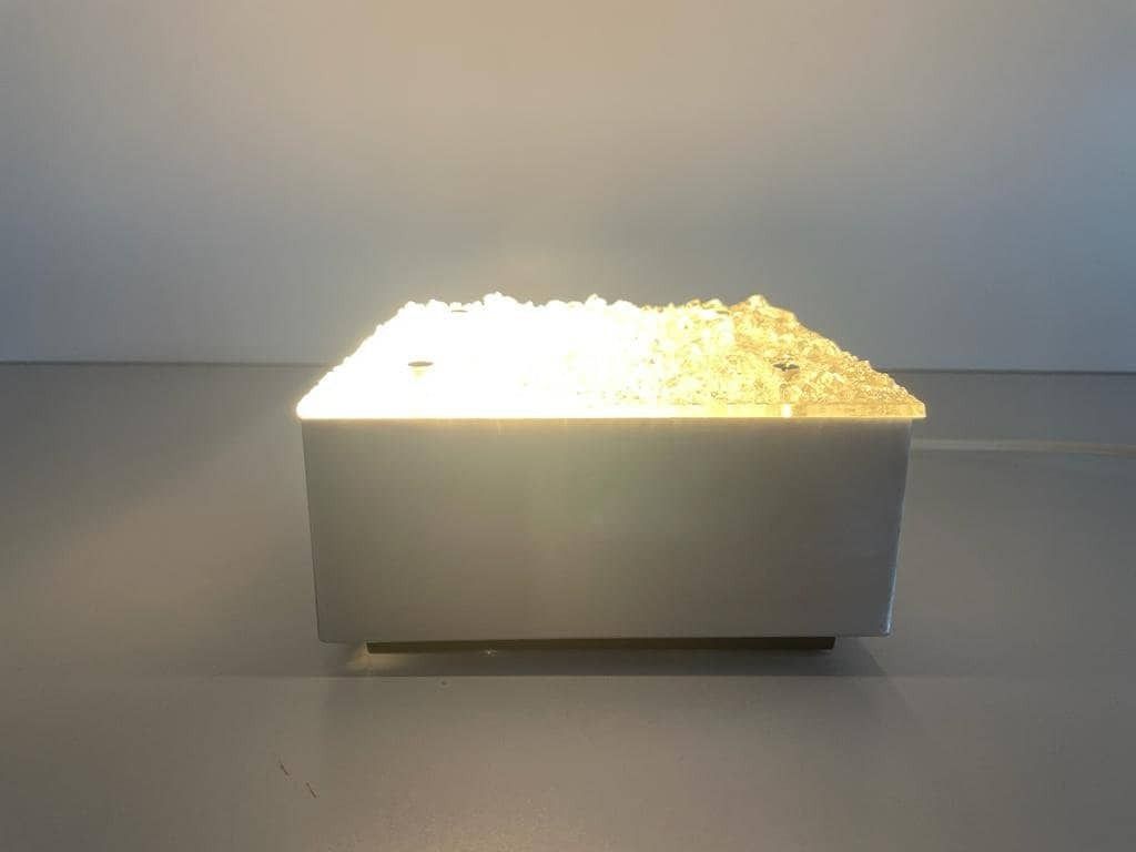 Crystal Glass And Metalic Grey Body Square Design Small Flush Mount Ceiling Lamp, 1960s, Germany photo buy