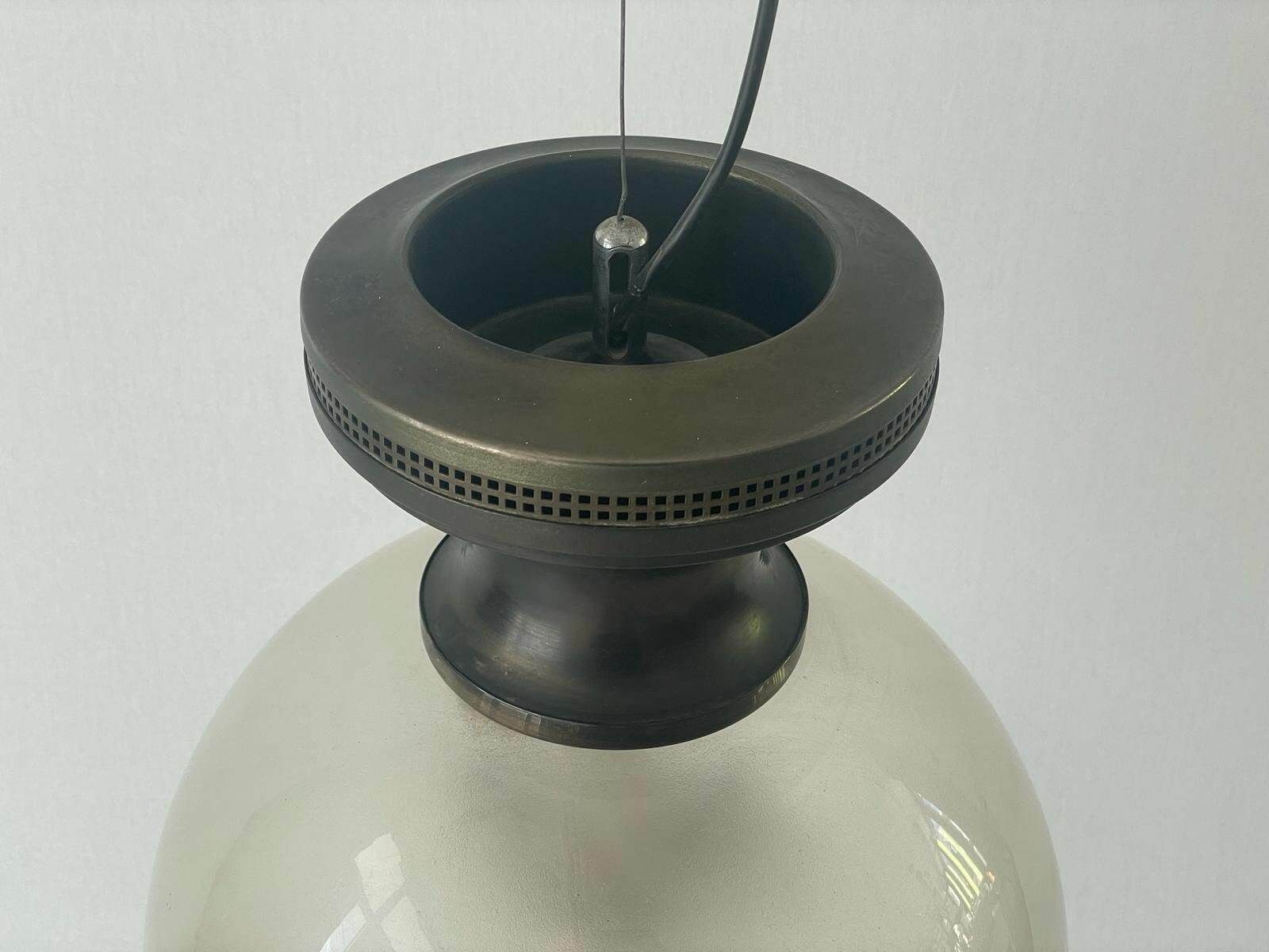 photo furniture Exceptional Italian Design Smoked Ball Glass Large Pendant Lamp, Italy, 60s