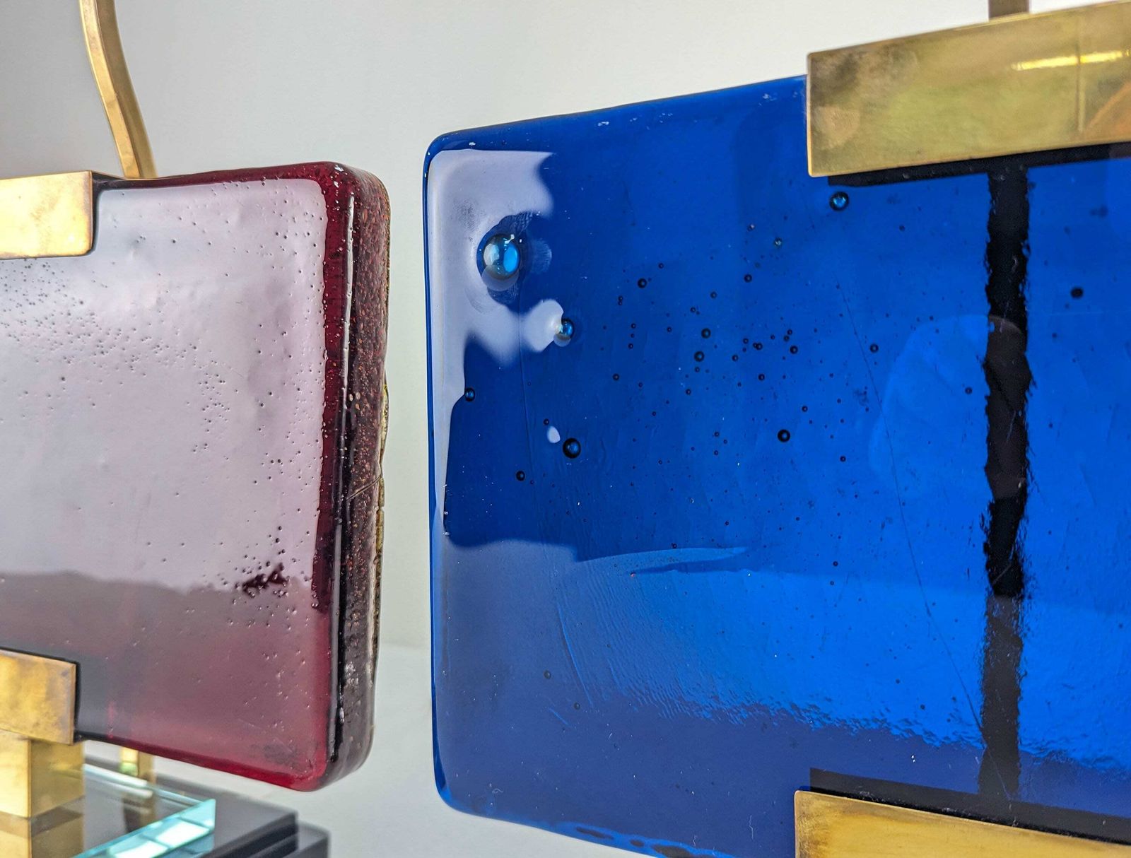 Pair Of Lamps By Pietro Chiesa For Fontana Arte In Glass And Brass photo for sale