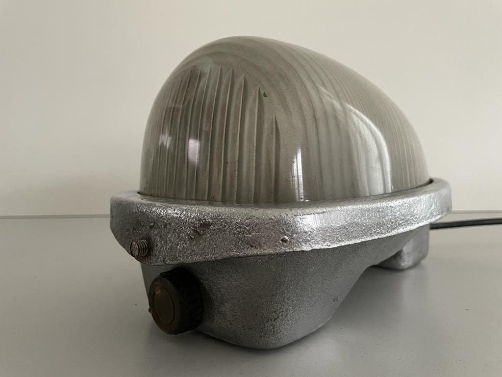 Italian Glass And Silver Coated Brass Pair Of Industrial Sconces By Lambda, 1960s, Italy photo 1608.0