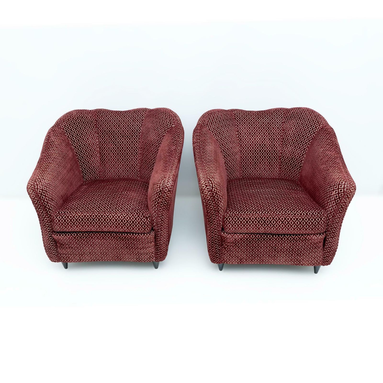 Pair Of Gio Ponti Mid Century Modern Velvet Armchairs For Casa E Giardino, 1950s photo for sale
