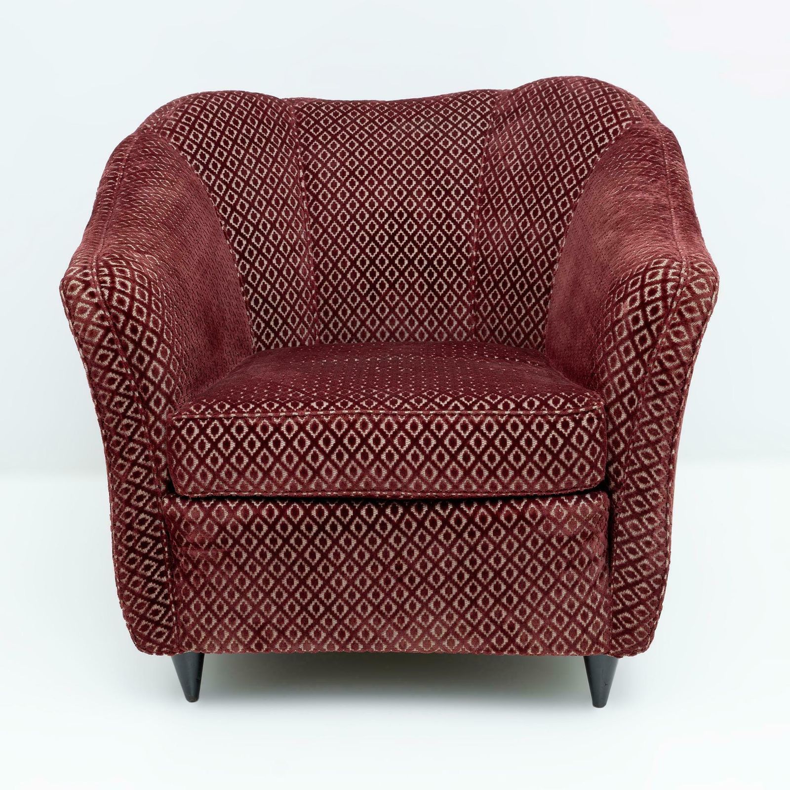 Pair Of Gio Ponti Mid Century Modern Velvet Armchairs For Casa E Giardino, 1950s photo vintage