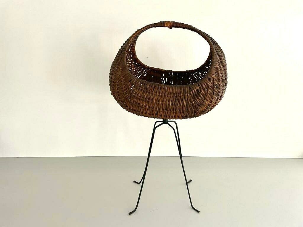 Italian Design Wicker Floor Basket, 1960s, Italy photo furniture