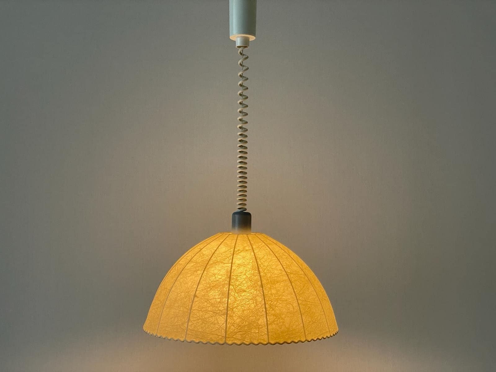 Cocoon Pendant Lamp By Goldkant With Grey Metal Top, 1960s, Germany photo for sale