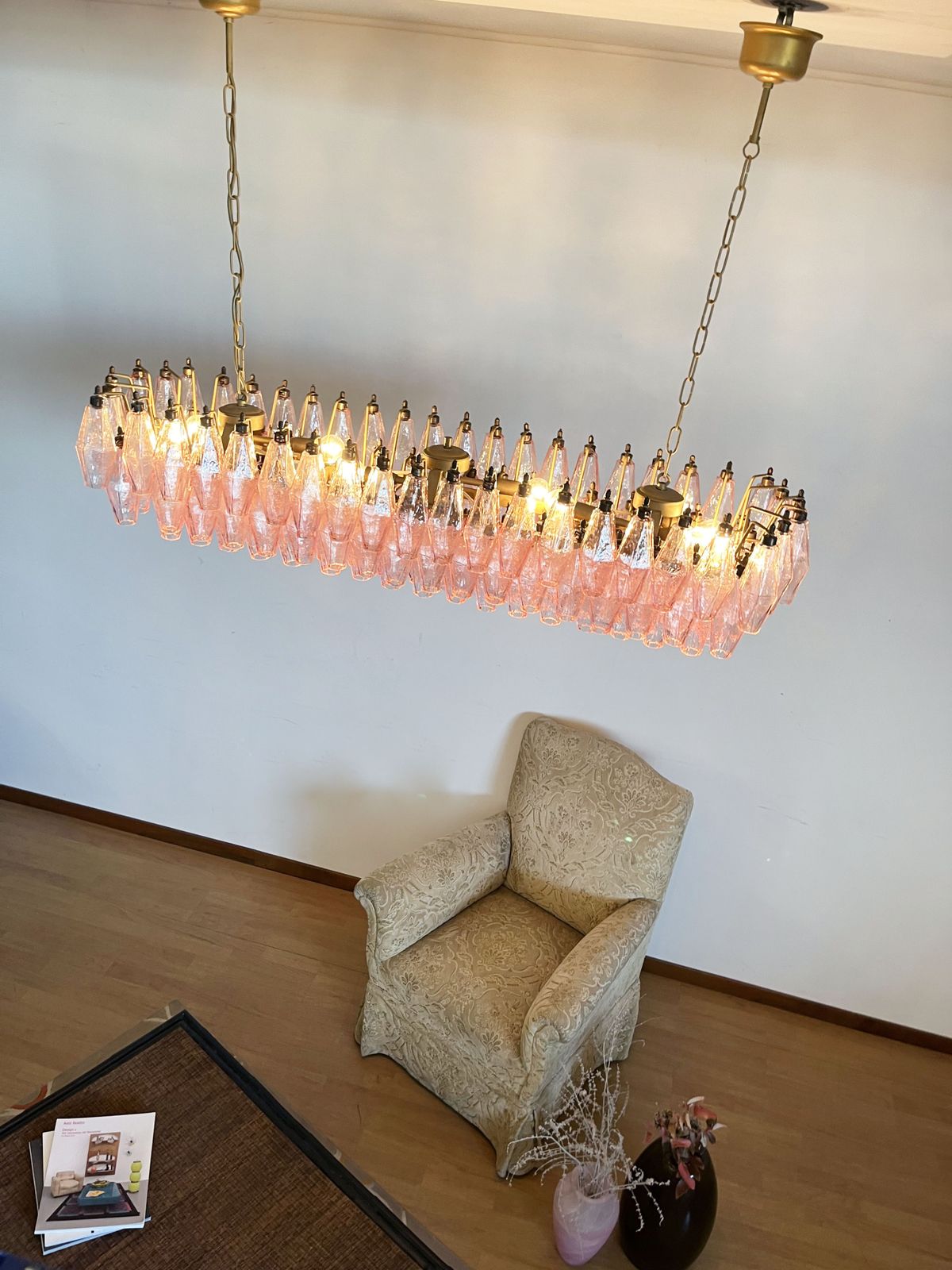 Elegant Murano Poliedri Chandelier   Carlo Scarpa   138 Pink Glasses photo Lighting