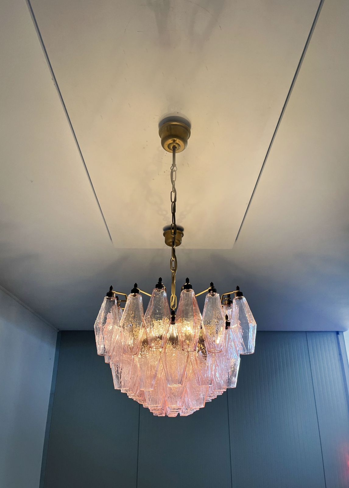 Elegant Murano Poliedri Chandelier   Carlo Scarpa   138 Pink Glasses photo buy