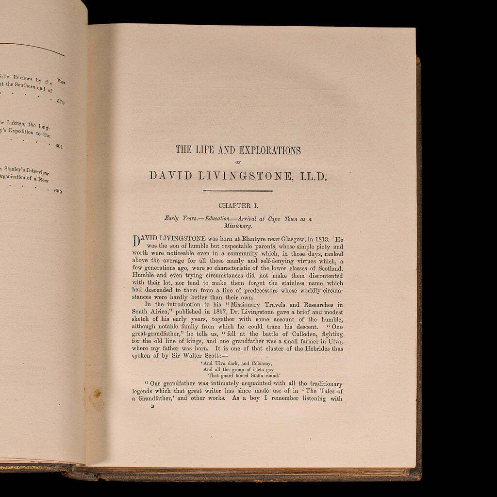 Antique Life & Explorations Of DR Livingstone Book, African Travel, Victorian photo vinterior
