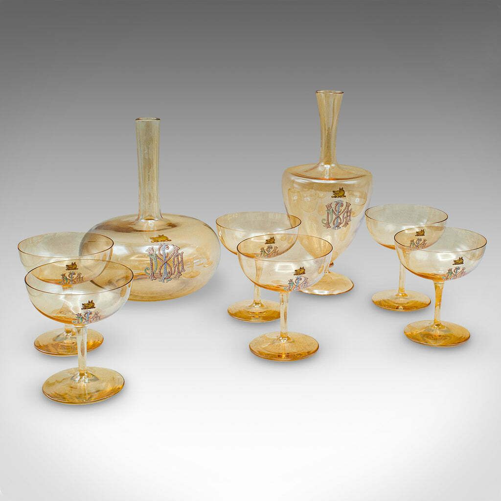 Antique Summer Garden Party Service, Austrian, Glass, Tableware Set, Victorian photo furniture