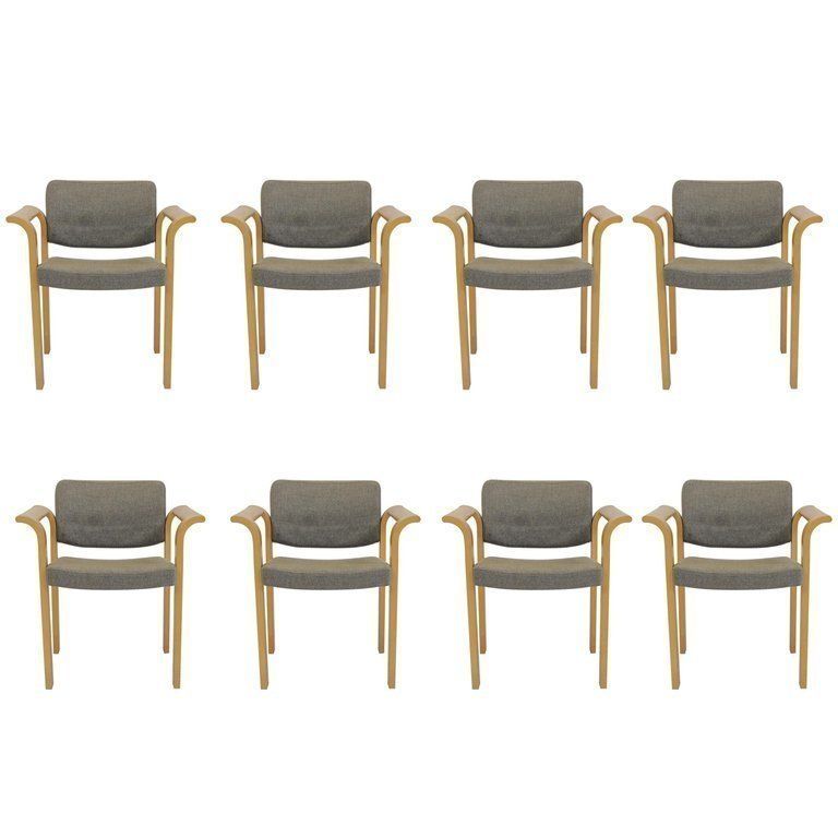 1970s Rud Thygesen And Johnny Sorensen Set Of Eight Conference Armchairs Reupholstered With Fabric Of Choice