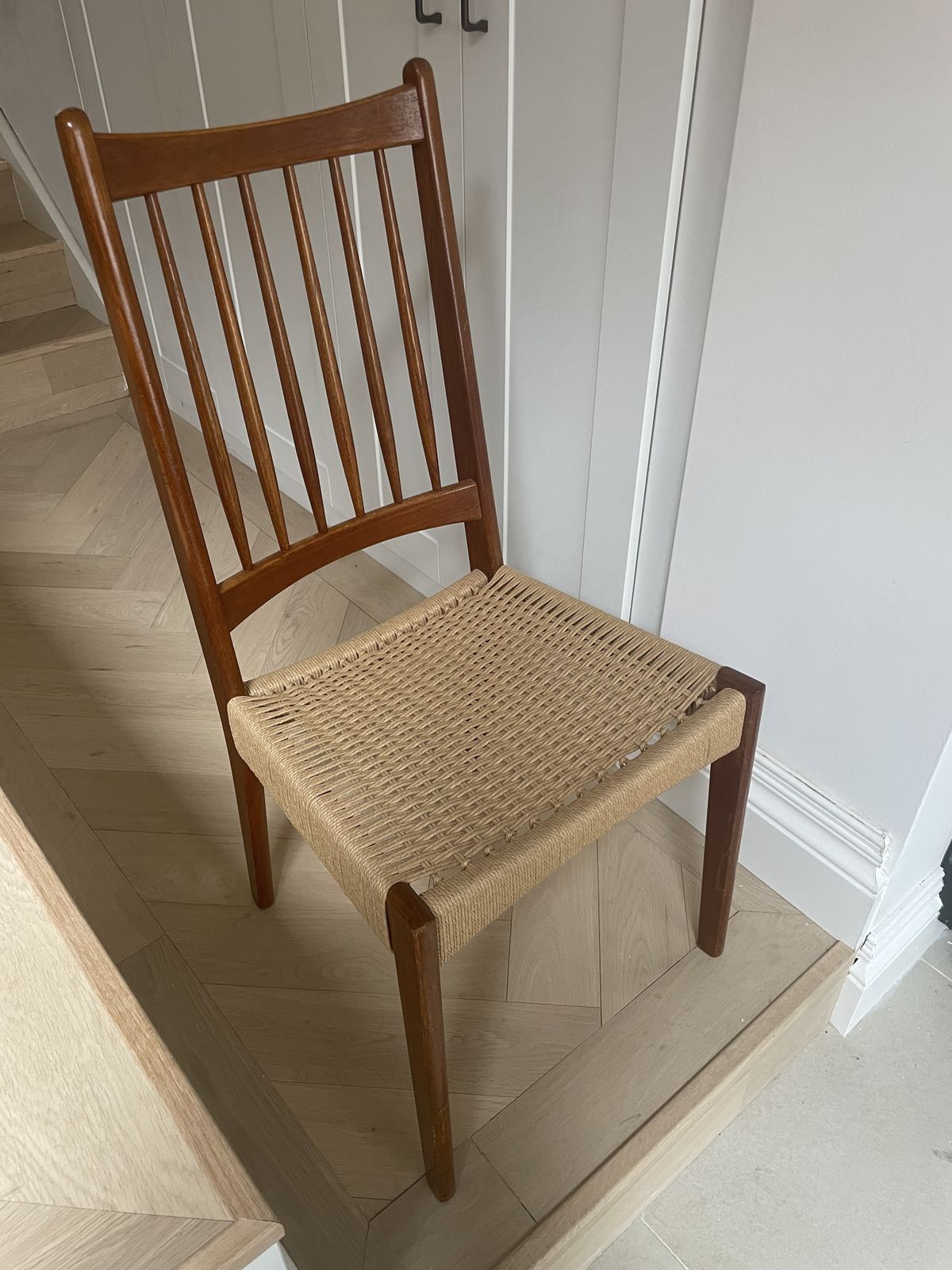 3 X Woven Vintage Wooden Chairs photo 200.0