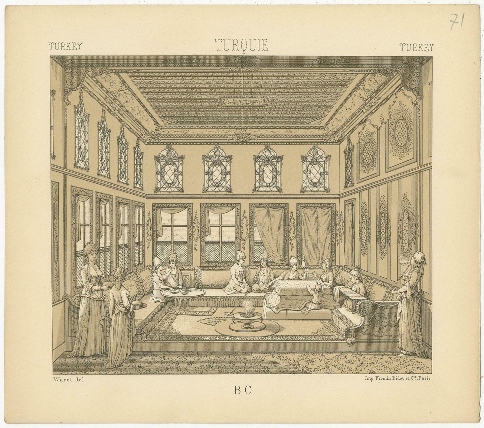 Pl. 71 Antique Print Of Turkish Interior By Racinet, 'Circa 1880' photo for sale