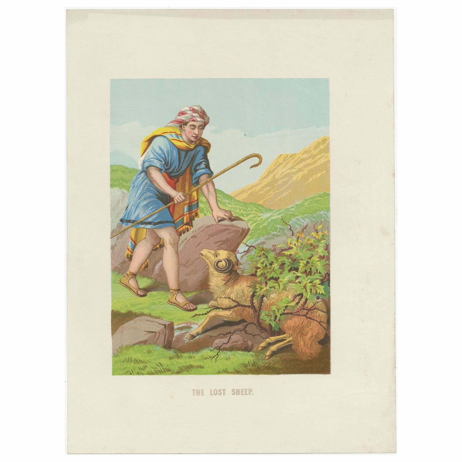 Antique Bible Print Of The Lost Sheep By Kronheim 'C.1860'