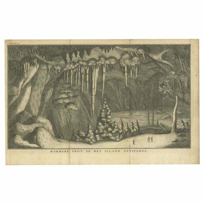 Antique Print Of The Marble Cave Of Antiparos By Tirion, C.1760