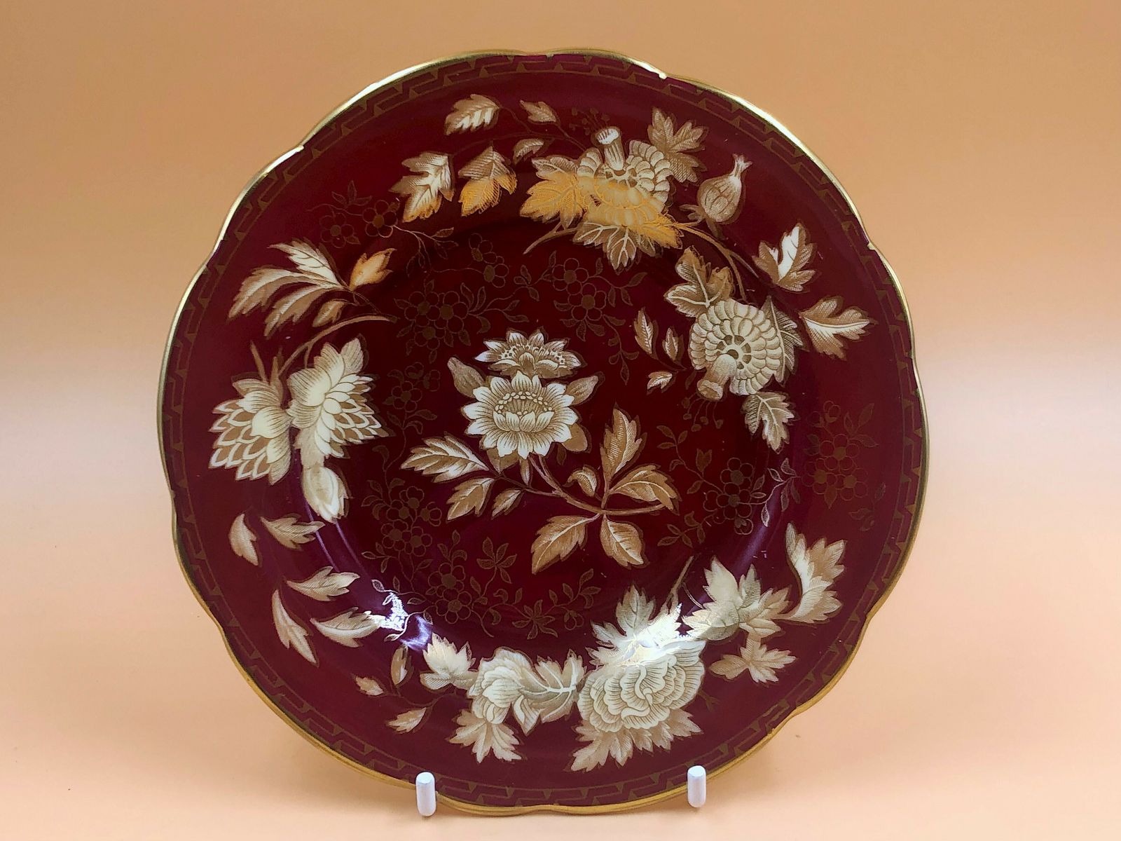 3 Piece Wedgwood China Ruby Tonquin Demitasse, Saucer & Side Plate Trio. W2488. photo for sale