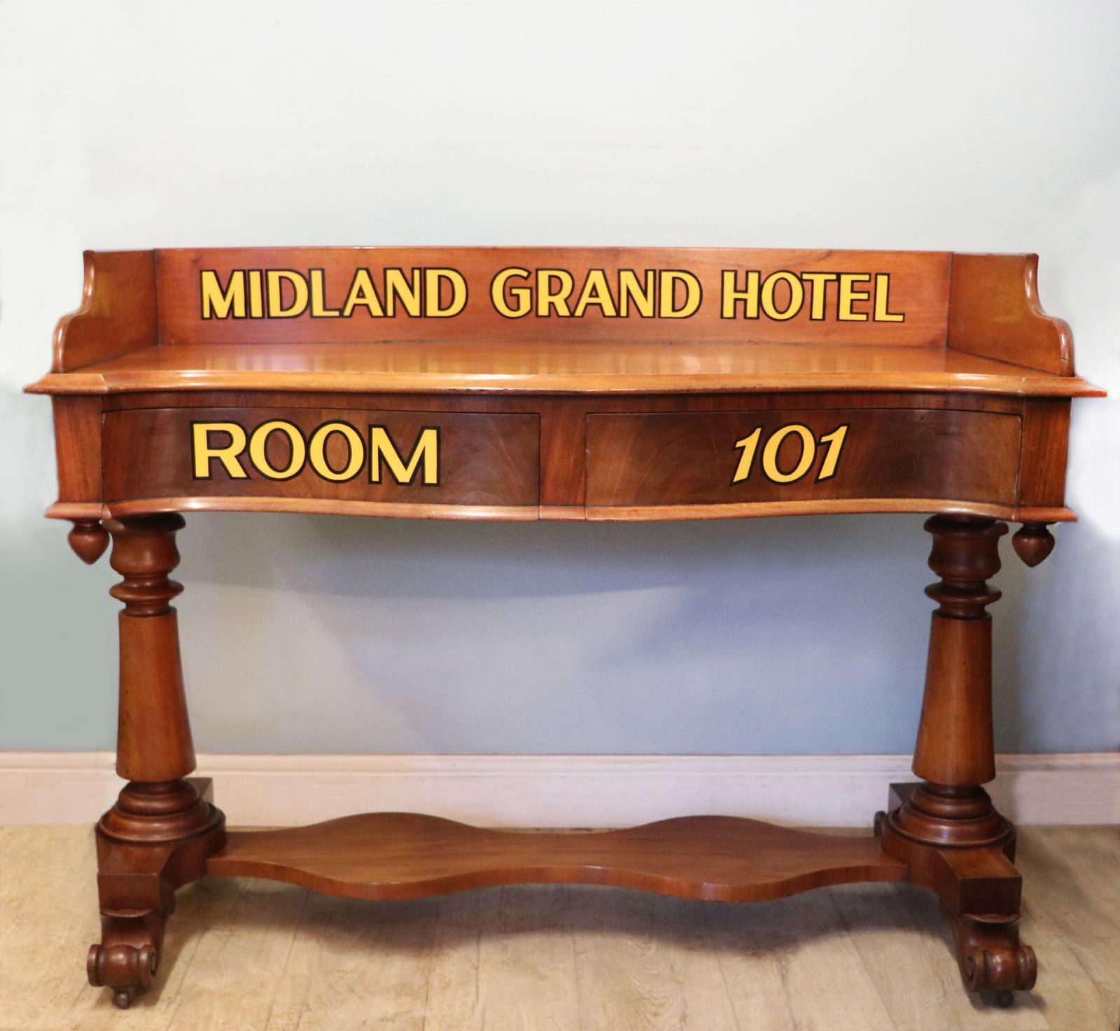 A Lovely Mahogany Side Table Or Washstand Sign Written For The Midland Grand Hotel.