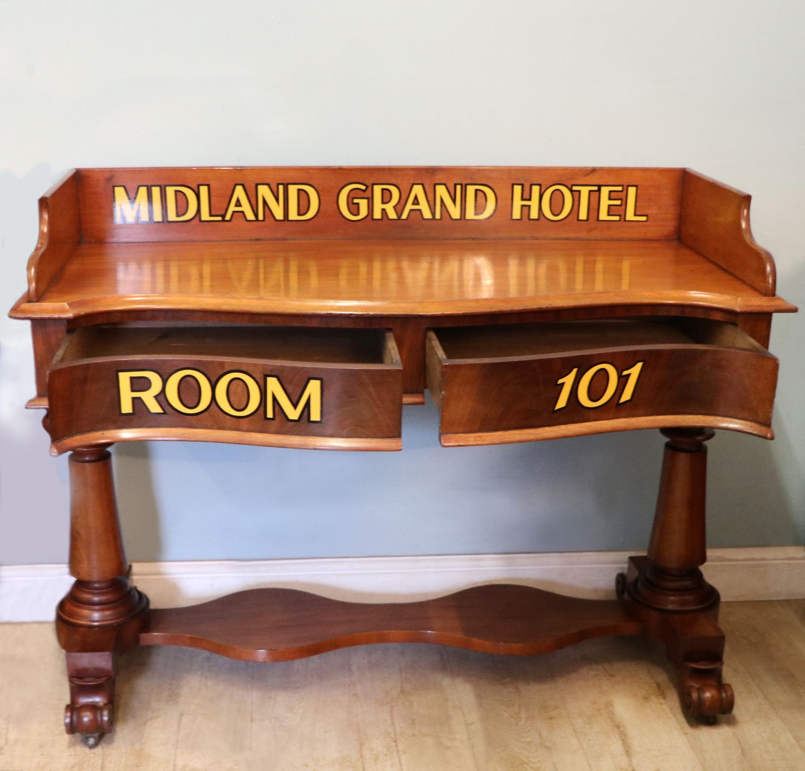 A Lovely Mahogany Side Table Or Washstand Sign Written For The Midland Grand Hotel. photo for sale