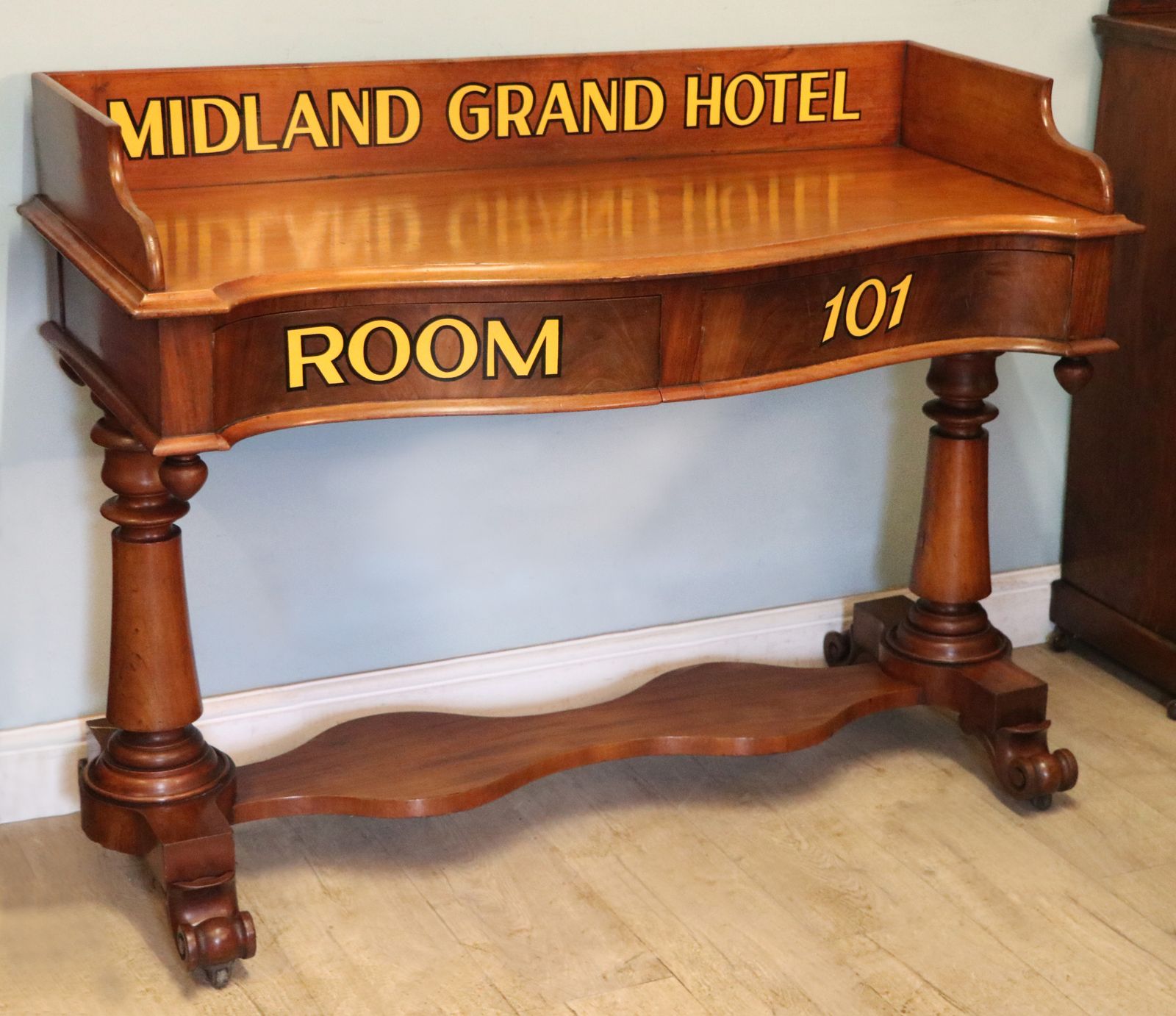 A Lovely Mahogany Side Table Or Washstand Sign Written For The Midland Grand Hotel. photo buy